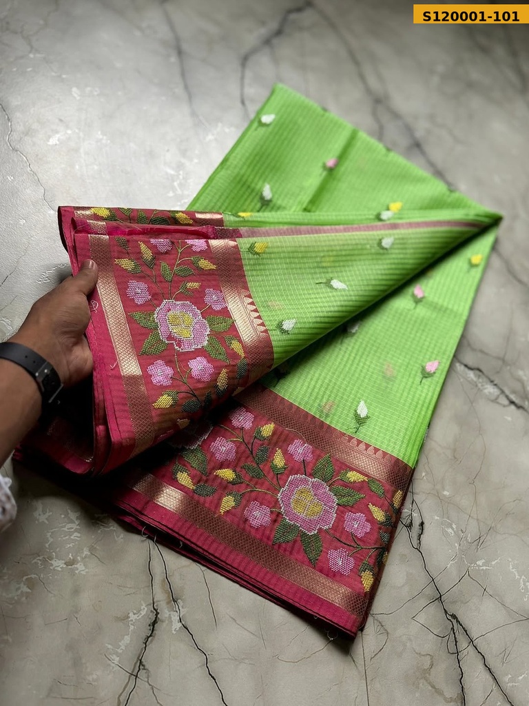 Banarasi kota chek embroidery Saree