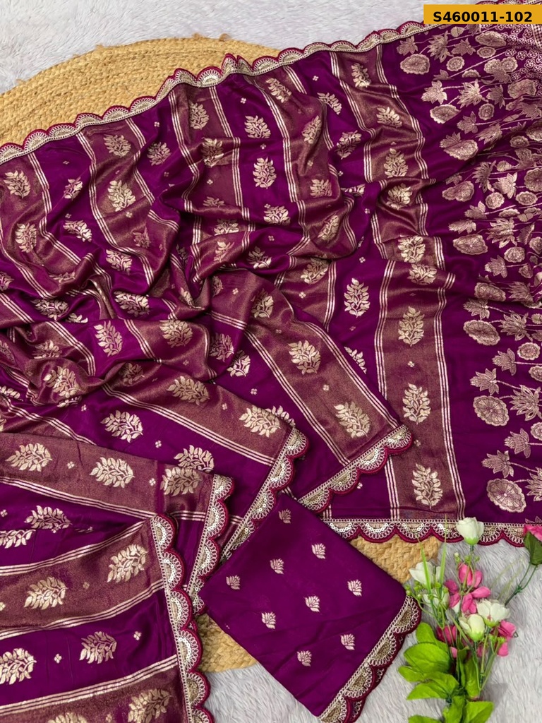 Fancy  Soft Russian Silk Saree