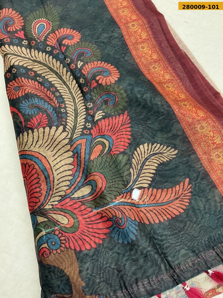 [280009-101] Fancy Mor Bagh Chanderi Silk Sarees (280009-101)