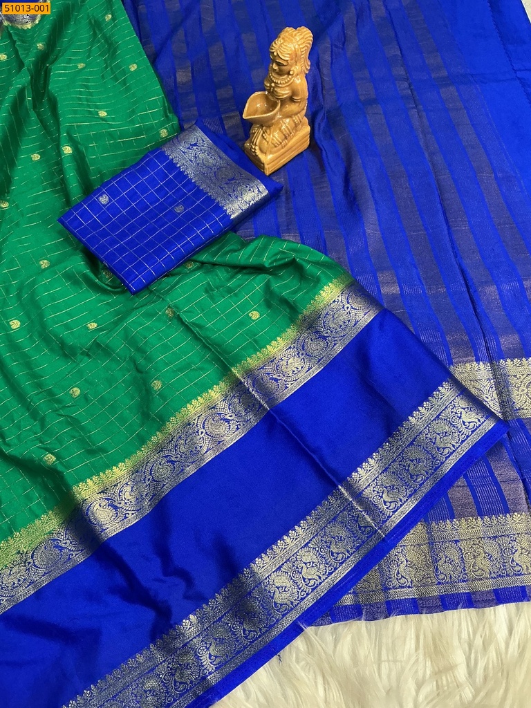 Mysore Crepe Silk Checked Butta Saree