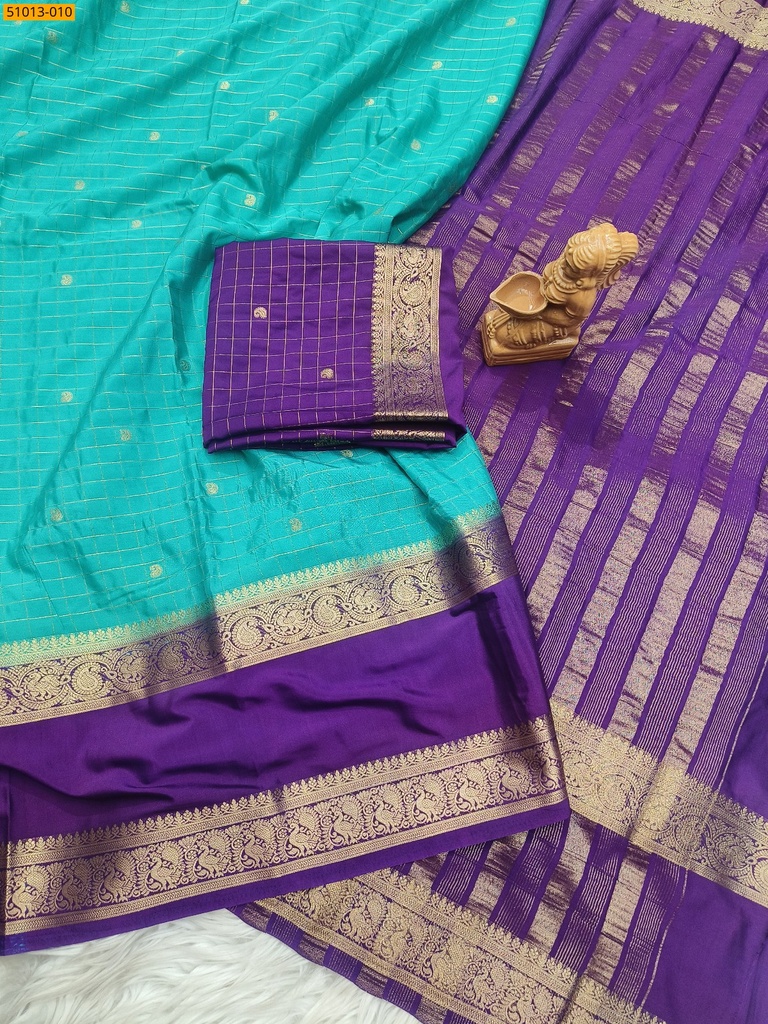 Mysore Crepe Silk Checked Butta Saree