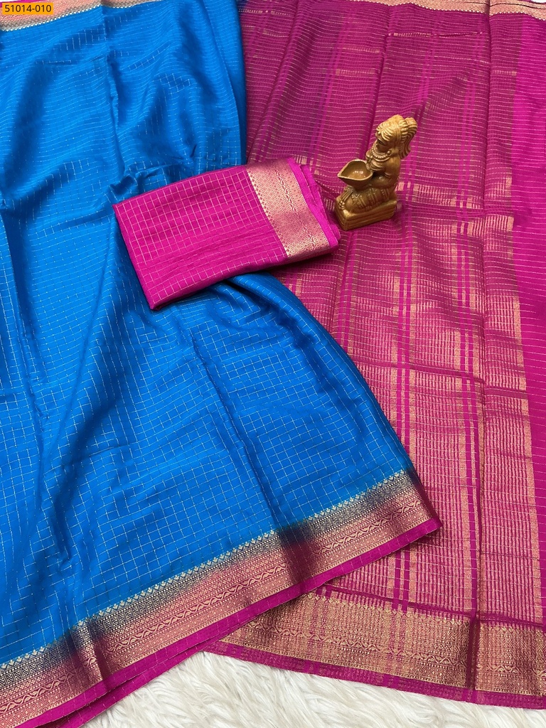 Mysore Crepe Silk Checked Saree