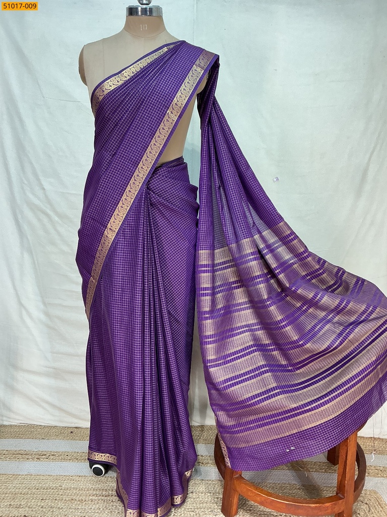 Fancy Mysore Crepe Silk Checked  Saree