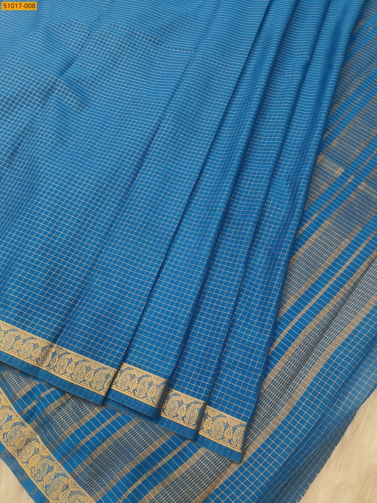 Fancy Mysore Crepe Silk Checked  Saree