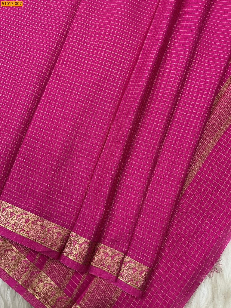 Fancy Mysore Crepe Silk Checked  Saree