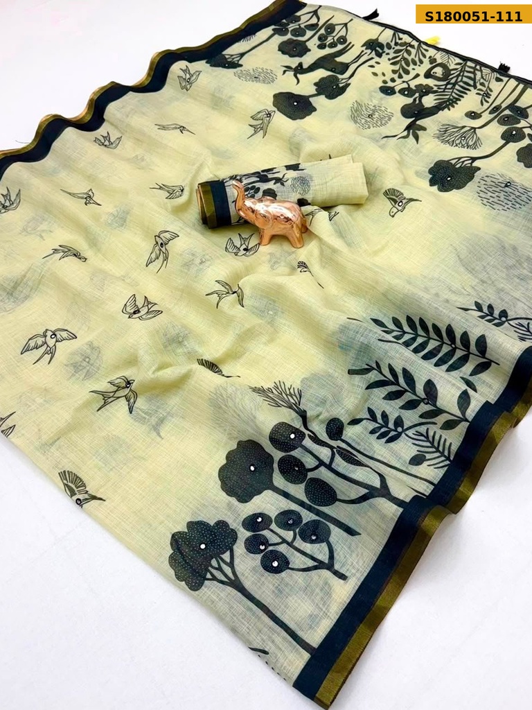 Fancy Linen Cotton Saree