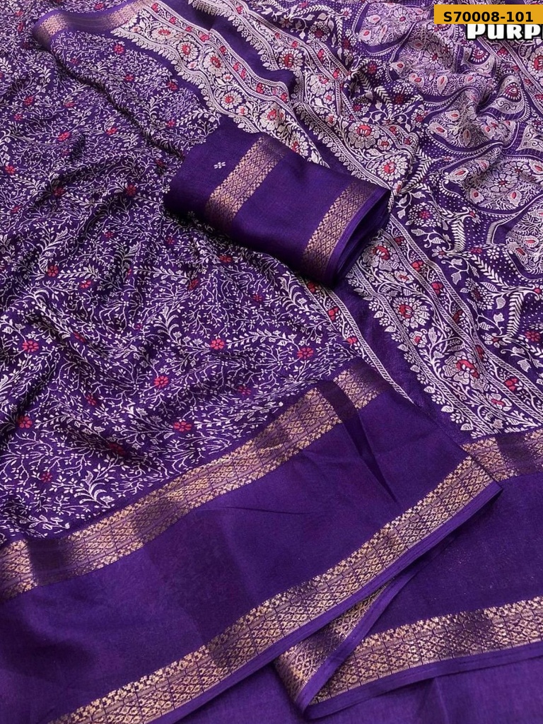 Fancy Dull Moss Chiffon Saree