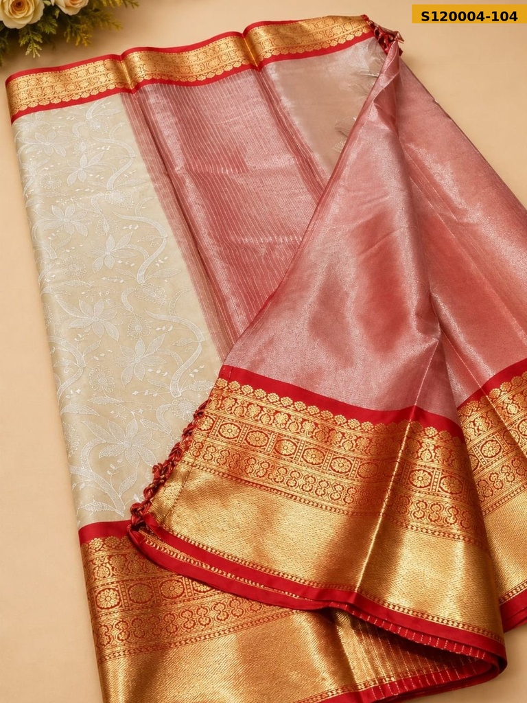 Banarsi kaanchi border tissue embroidery Saree