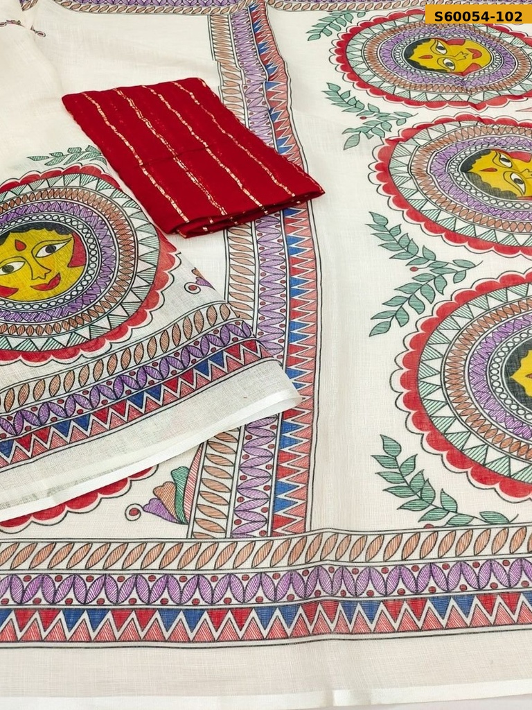 Fancy Soft Linen Cotton Saree