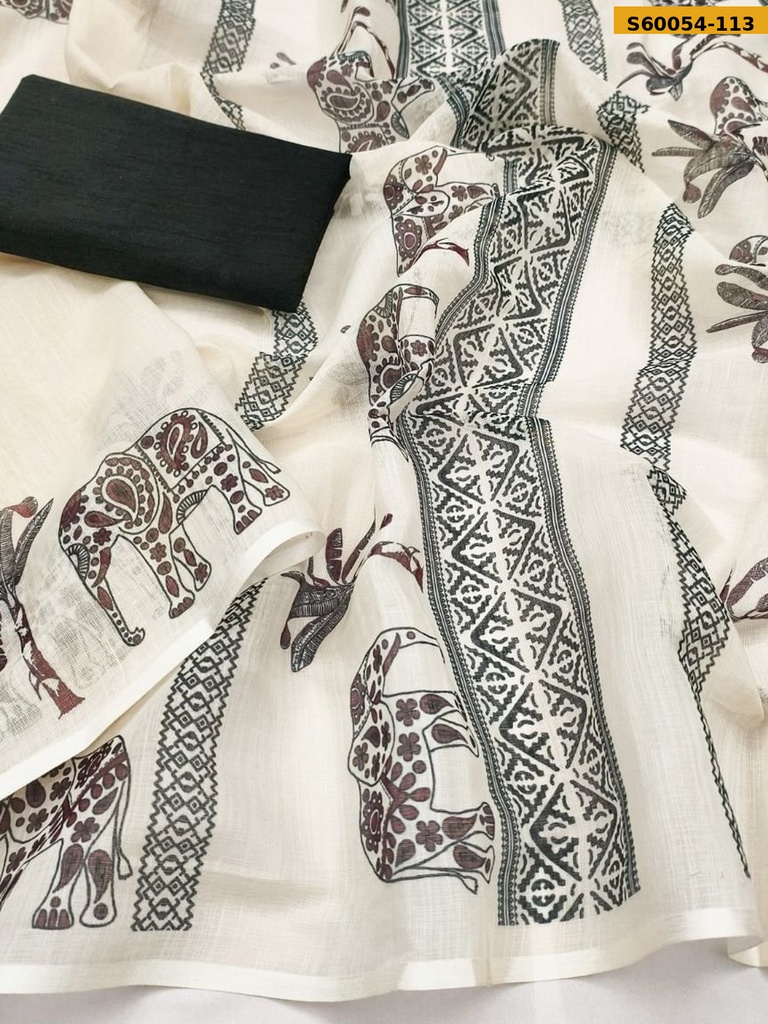 Fancy Soft Linen Cotton Saree