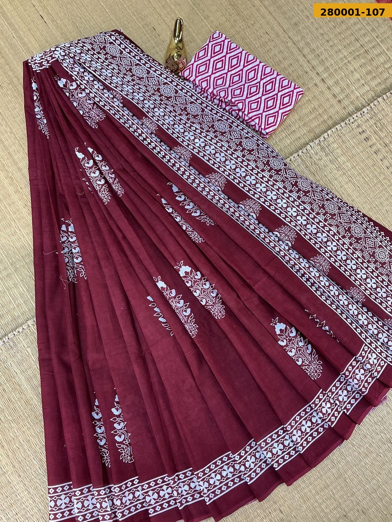 [280001-107] Pure Mulmul cotton Sarees (280001-107)