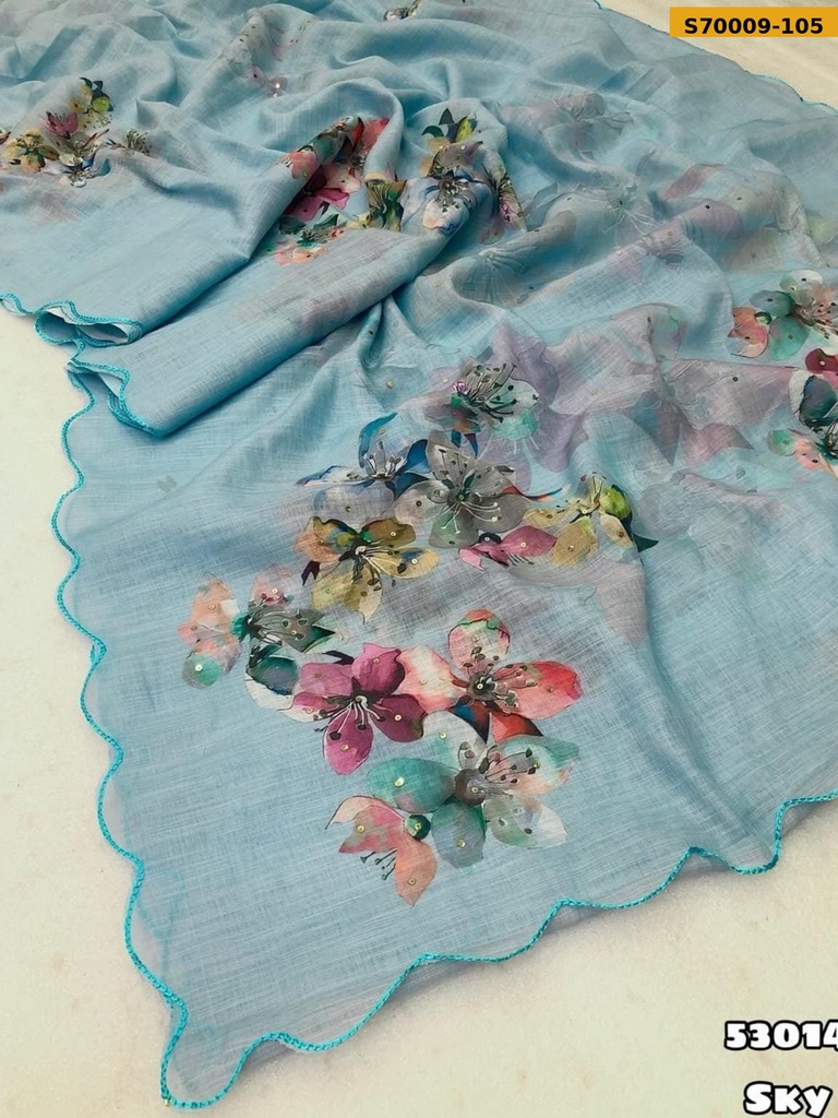 Fancy Soft Linen Saree