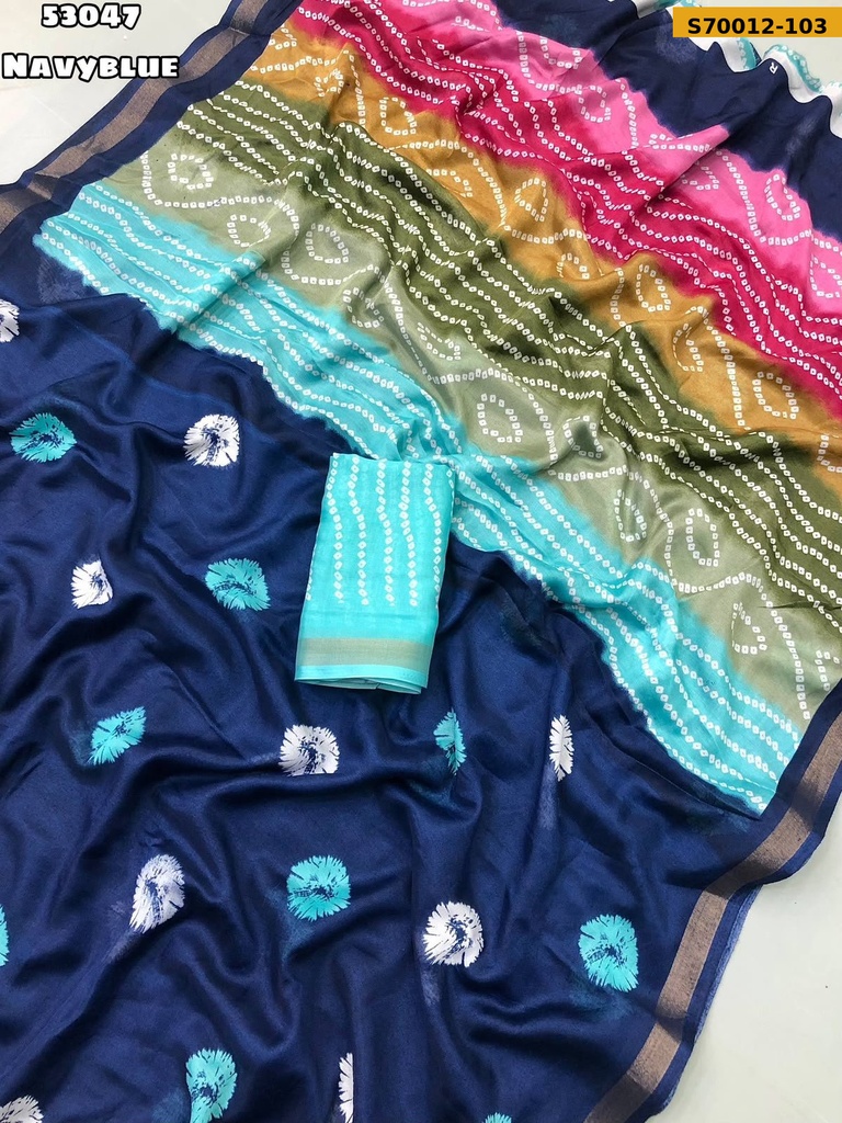 Fancy Soft Mul Cotton Bandani Print Saree