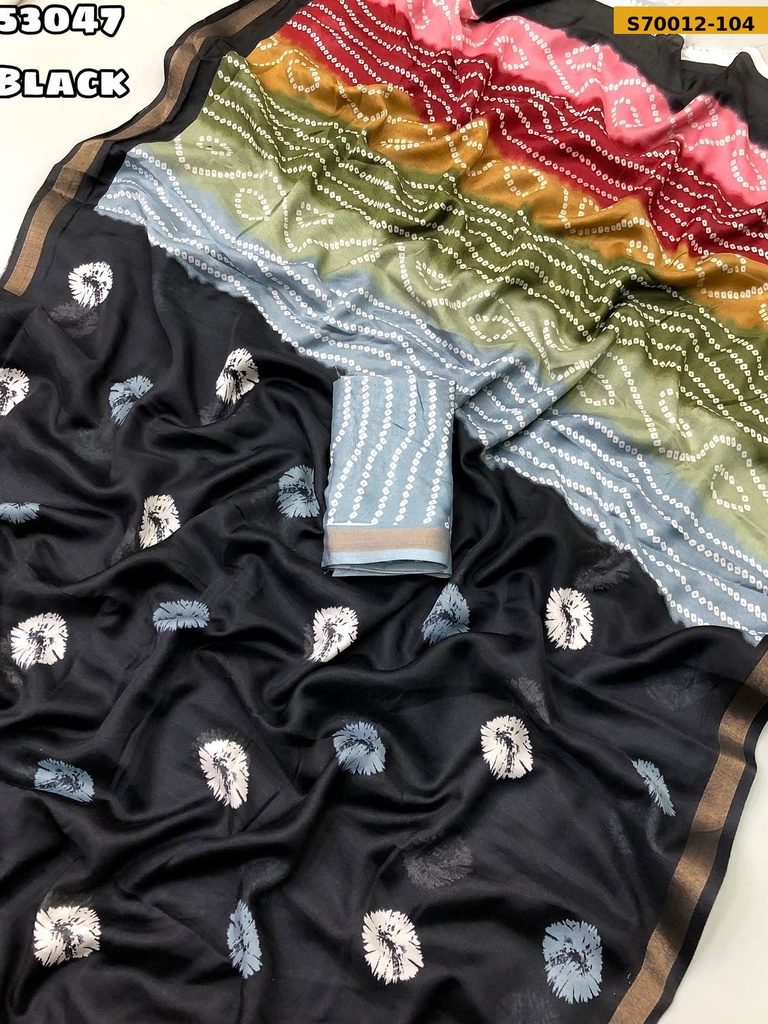 Fancy Soft Mul Cotton Bandani Print Saree