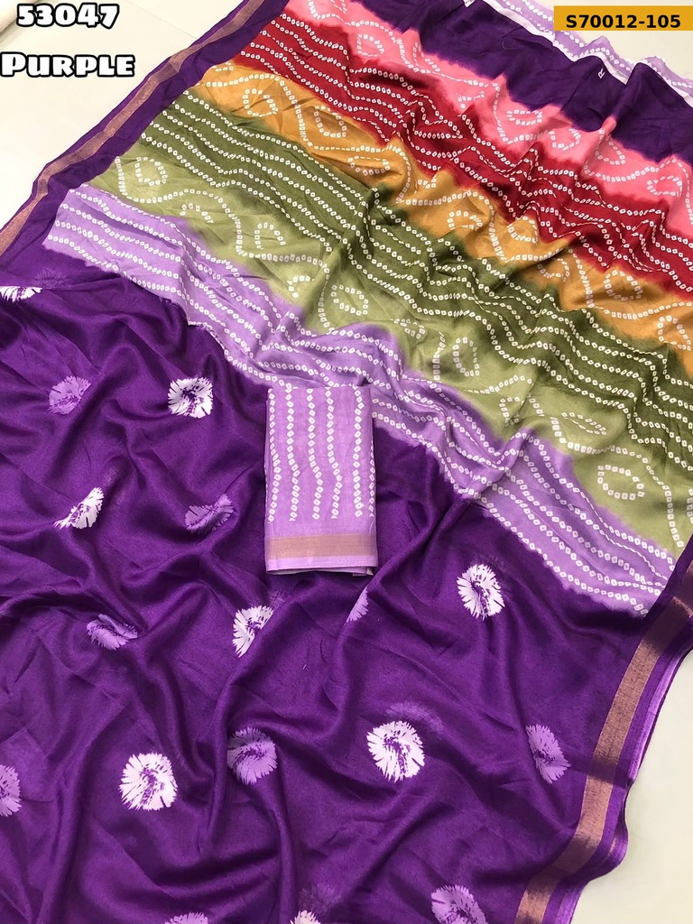 Fancy Soft Mul Cotton Bandani Print Saree