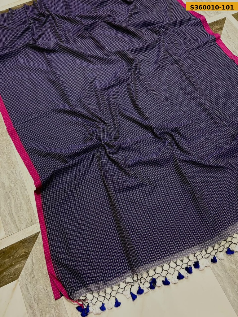 Fancy Cotton Checks Saree