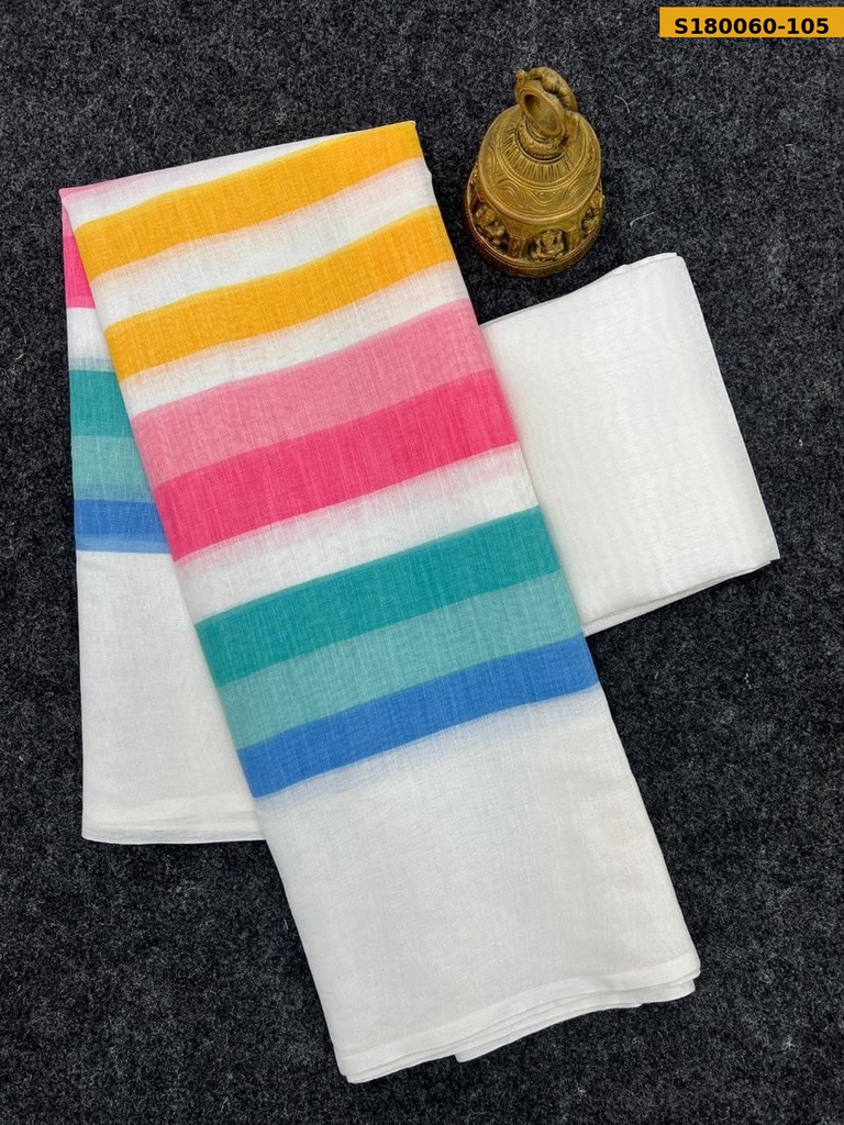 Fancy Linen Rainbow Saree