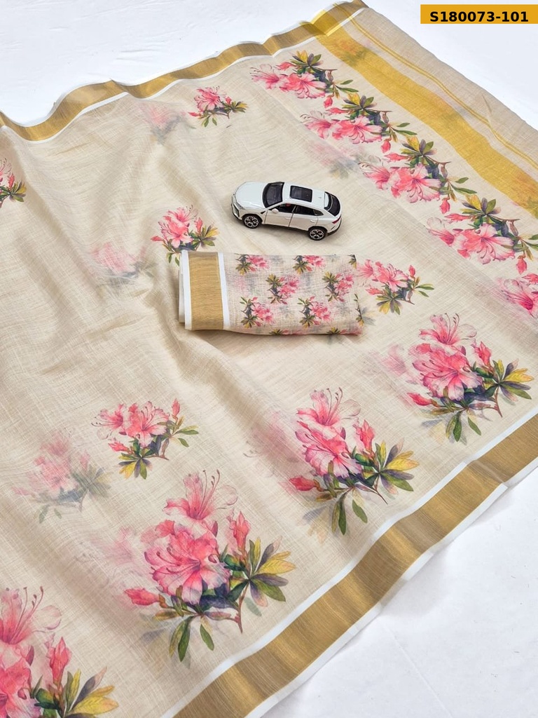 Fancy Linen Digital Printed Saree