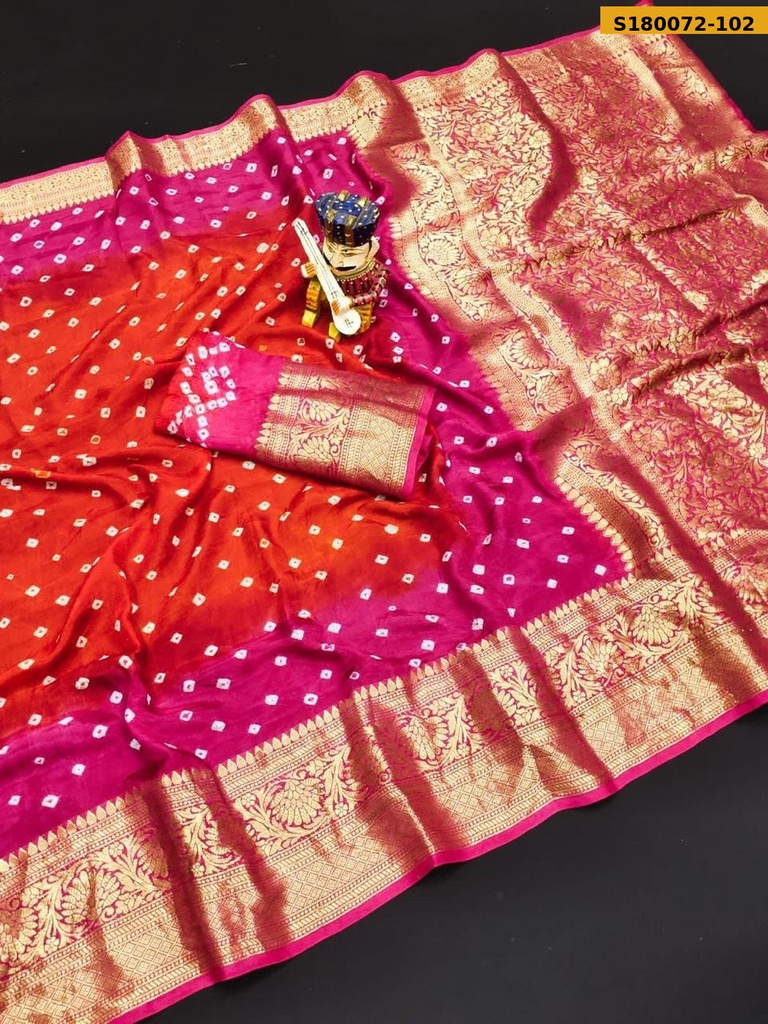 Fancy Cotton Silk Bhandhani Printed Saree