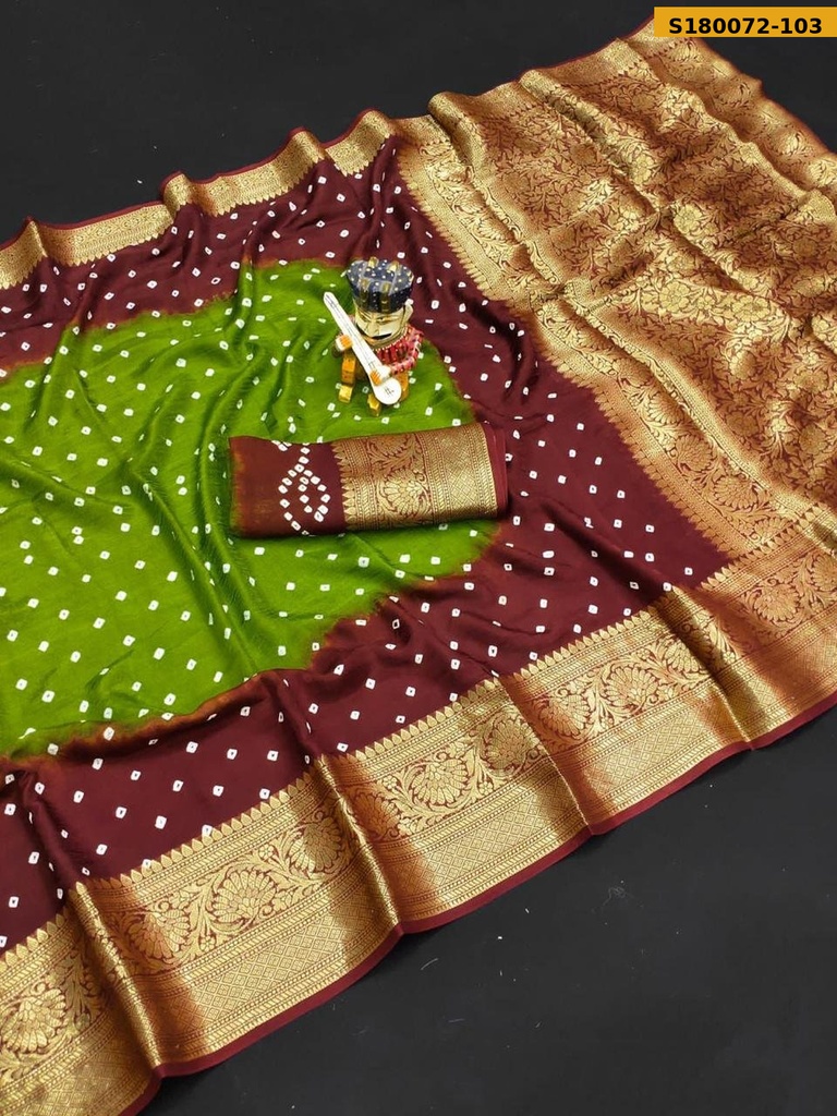 Fancy Cotton Silk Bhandhani Printed Saree