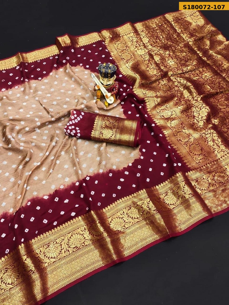 Fancy Cotton Silk Bhandhani Printed Saree