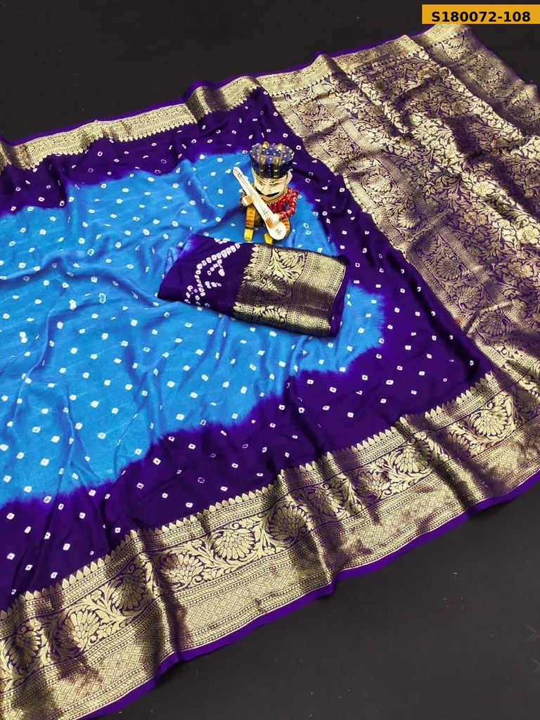 Fancy Cotton Silk Bhandhani Printed Saree