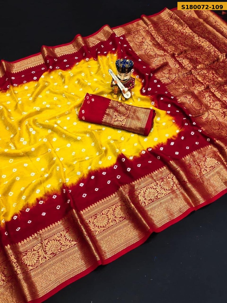 Fancy Cotton Silk Bhandhani Printed Saree