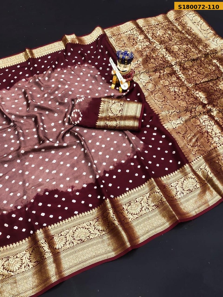 Fancy Cotton Silk Bhandhani Printed Saree