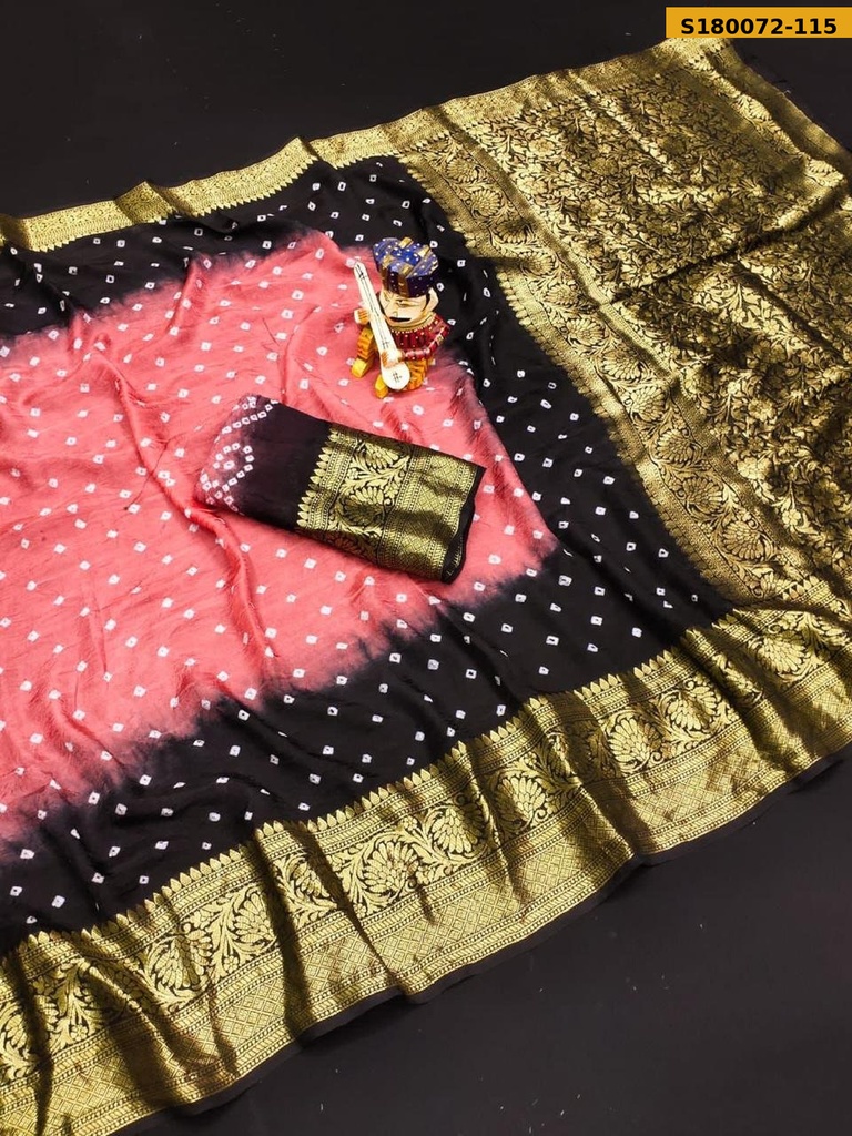 Fancy Cotton Silk Bhandhani Printed Saree