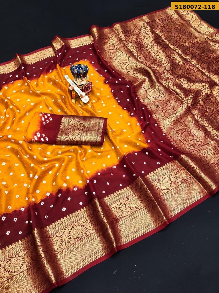 Fancy Cotton Silk Bhandhani Printed Saree