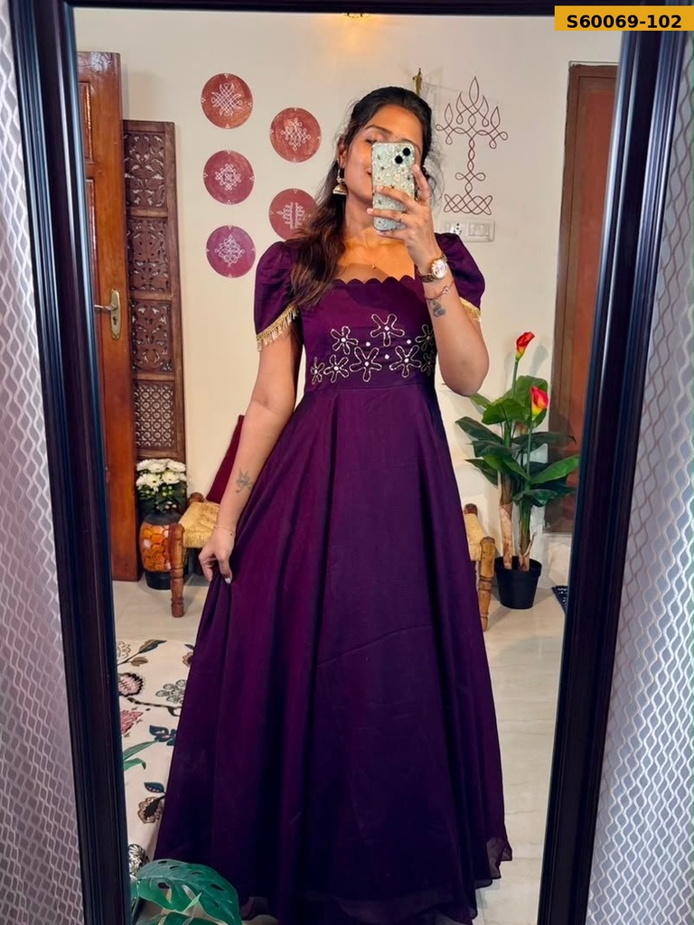 Fancy Vichitra Silk Blooming Gown