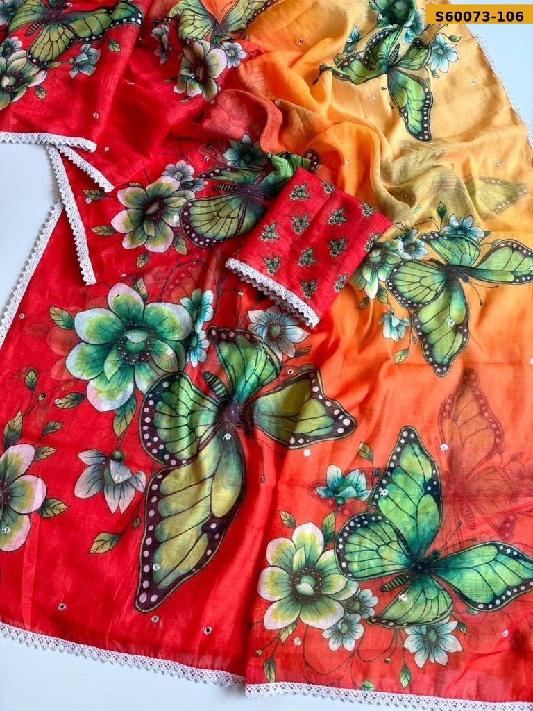 Fancy Soft Peding Linen Saree