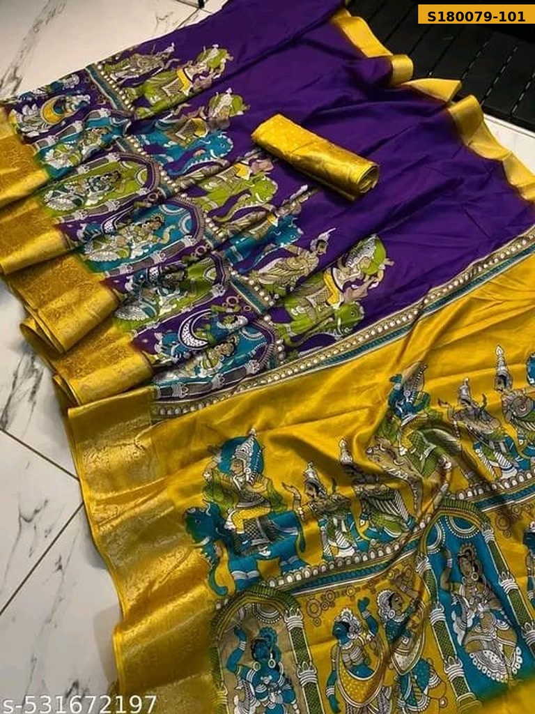 Fancy Dull Moss Silk Saree