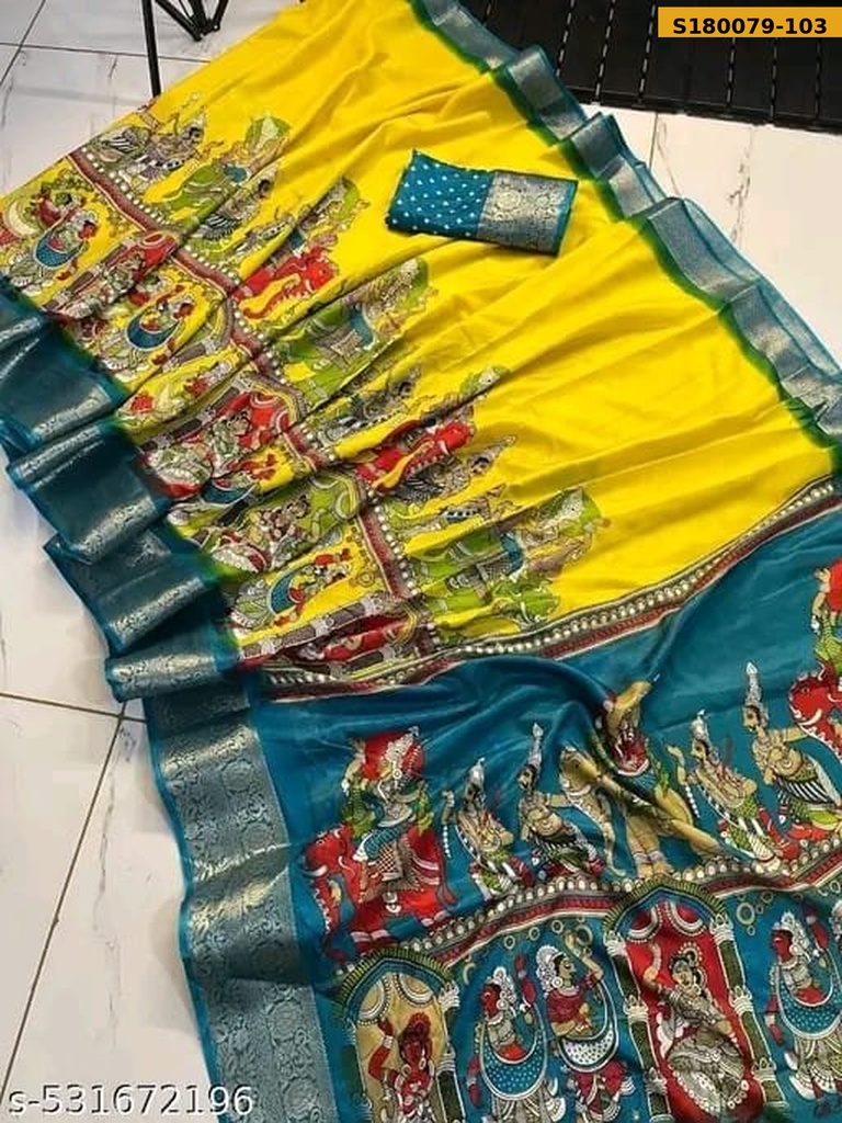 Fancy Dull Moss Silk Saree