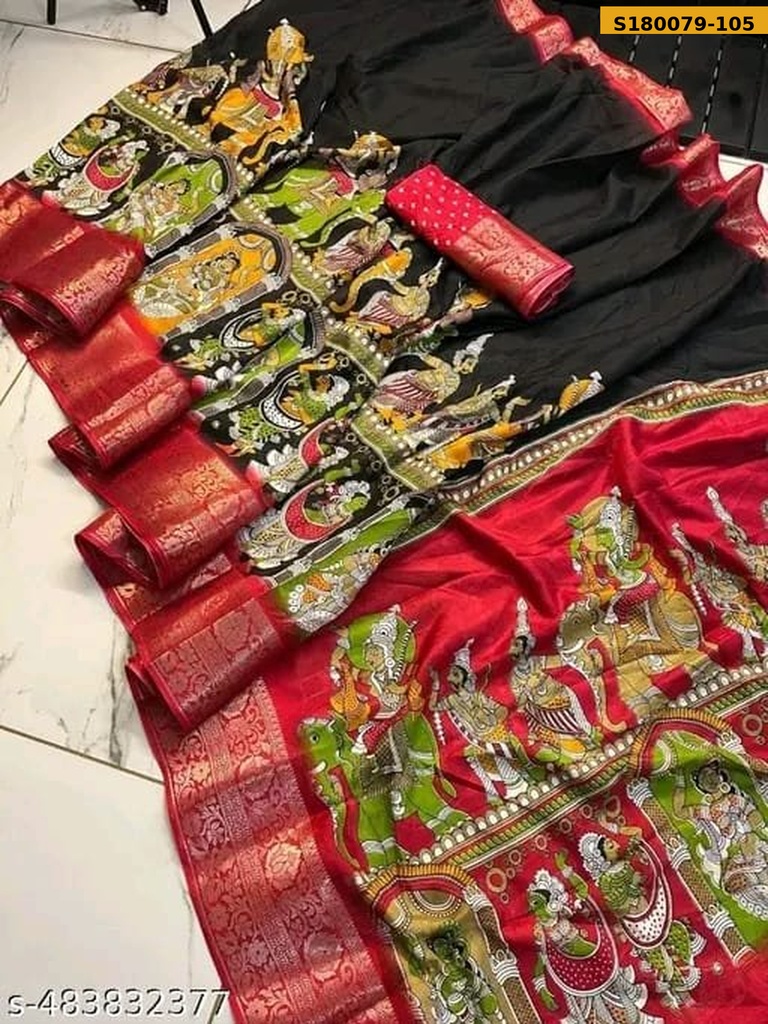 Fancy Dull Moss Silk Saree