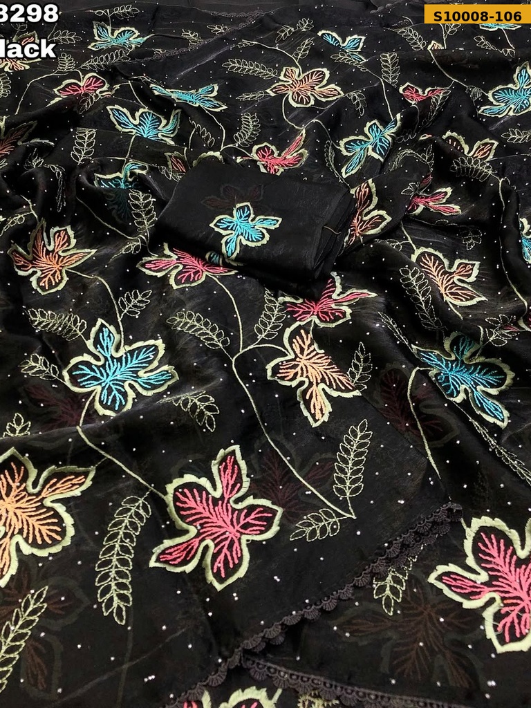 Fancy Space Silk Embroidery Saree(S-90)