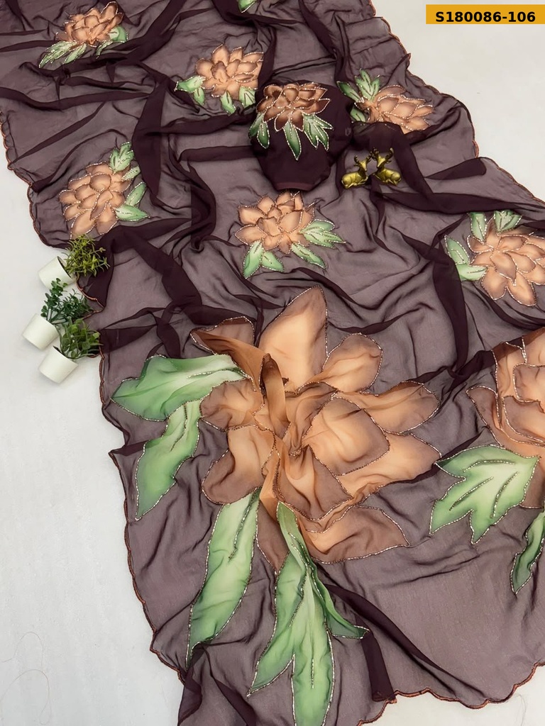 Fancy Soft Chiffon Floral Printed Saree