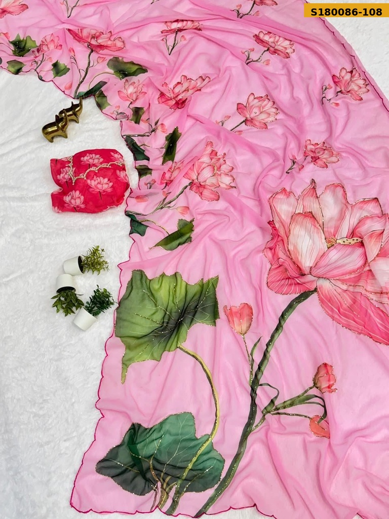 Fancy Soft Chiffon Floral Printed Saree