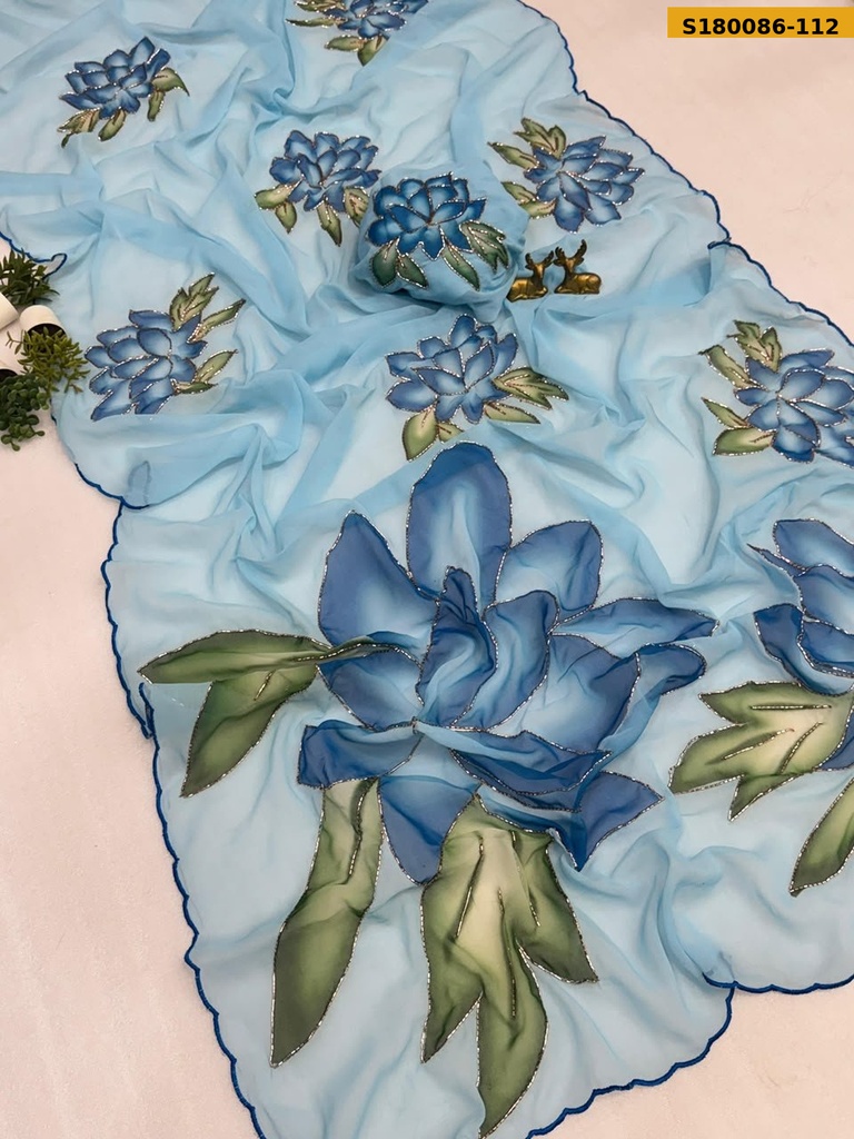 Fancy Soft Chiffon Floral Printed Saree
