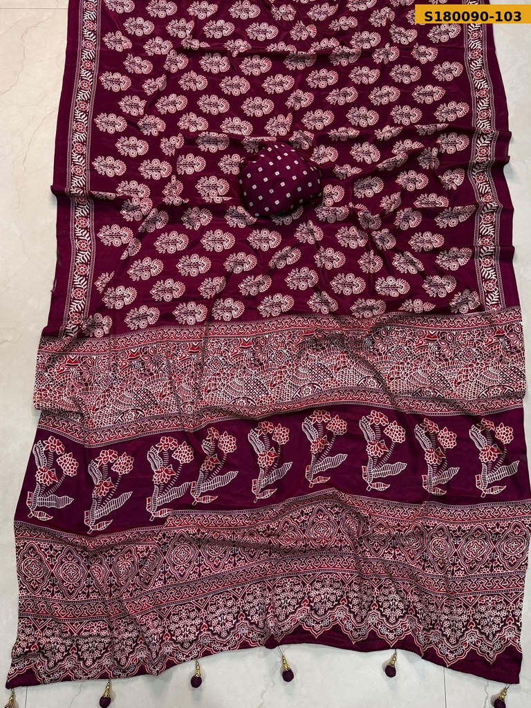 Fancy Crepe Gajji Silk Saree