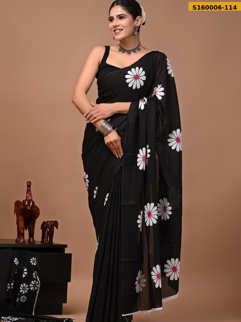 Fancy Cotton Mulmul Sarees