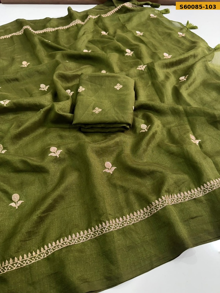 Fancy Jute Multi Emrodairy Work Saree