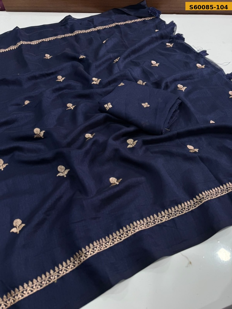 Fancy Jute Multi Emrodairy Work Saree