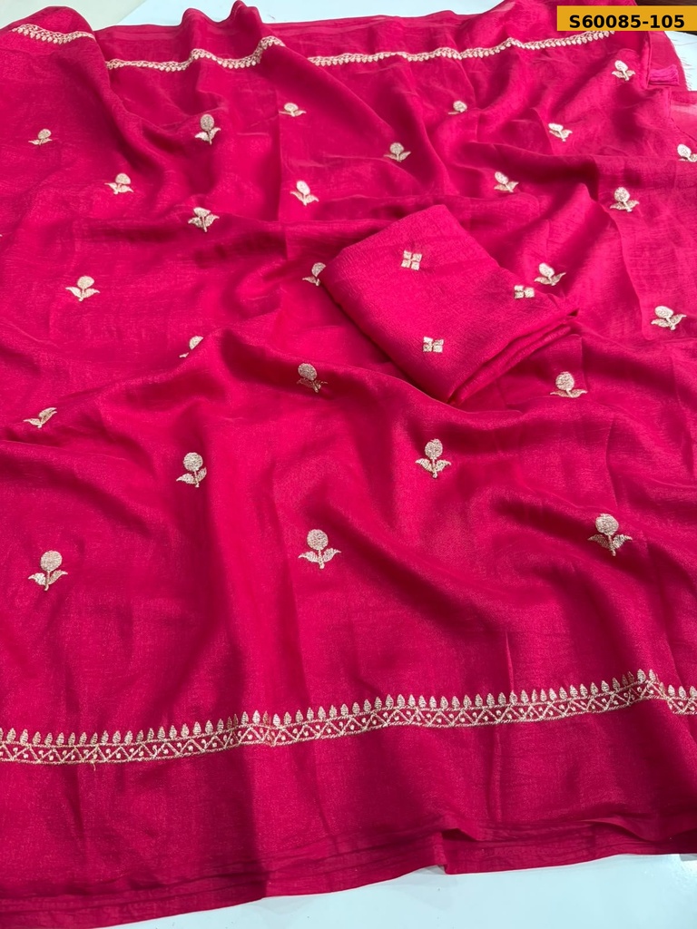 Fancy Jute Multi Emrodairy Work Saree