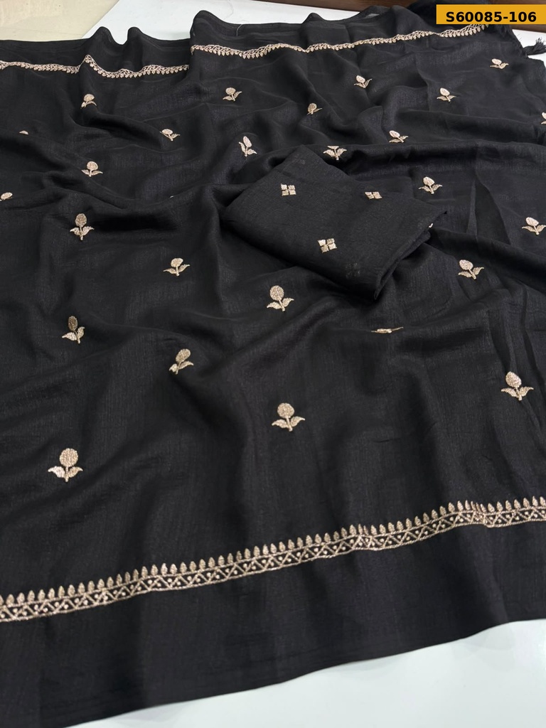 Fancy Jute Multi Emrodairy Work Saree