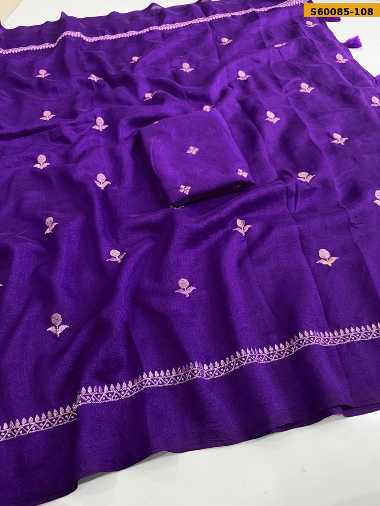 Fancy Jute Multi Emrodairy Work Saree