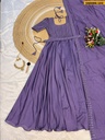 Fancy Blooming Vichitra Silk Gown With Dupatta