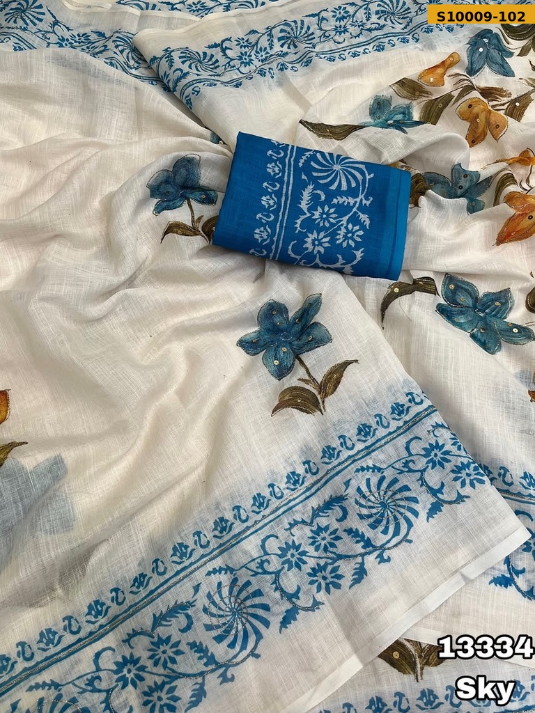 Fancy Soft Linen Printed Saree