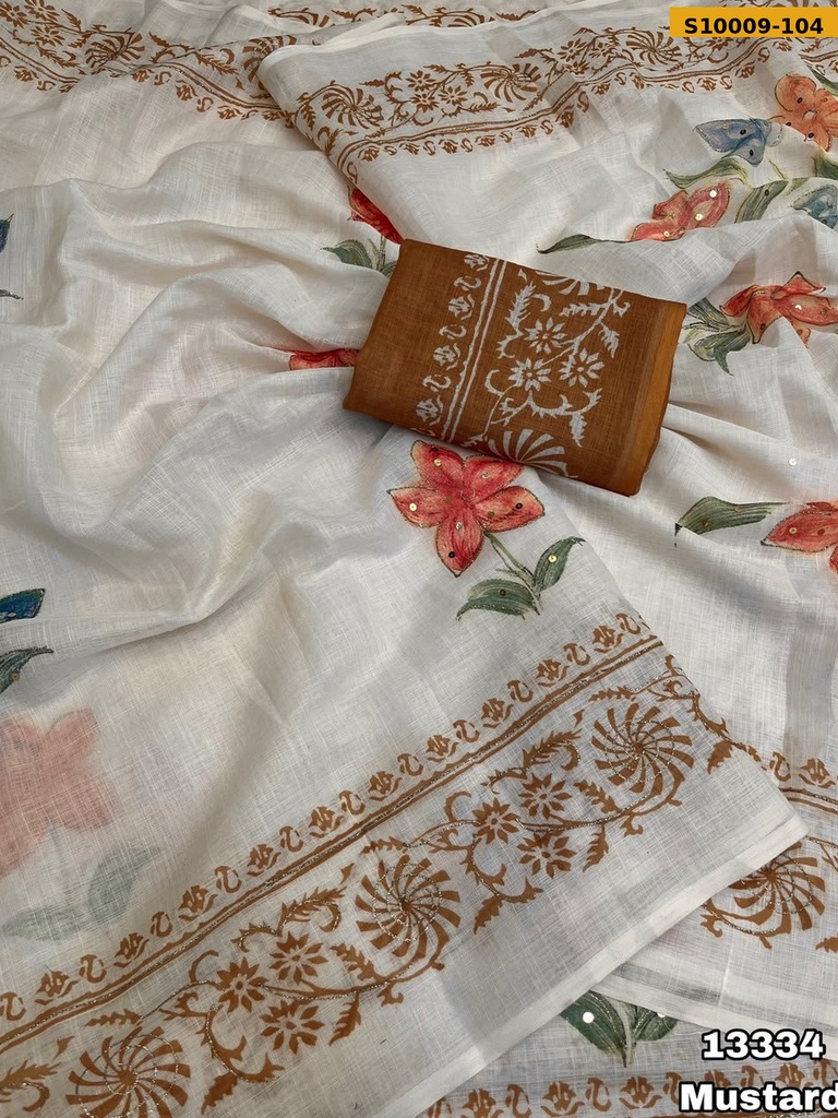 Fancy Soft Linen Printed Saree