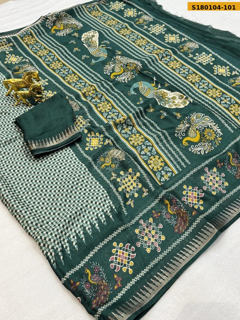 Fancy Moss Checks Saree